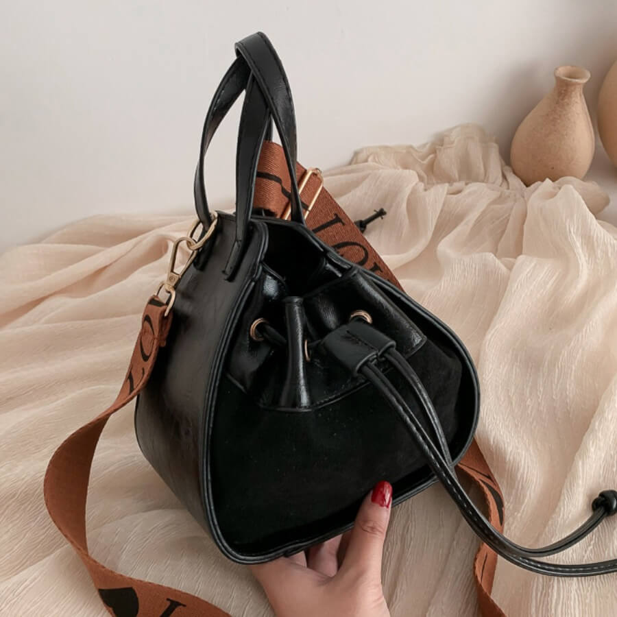 

LW Retro Patchwork Black Crossbody Bags
