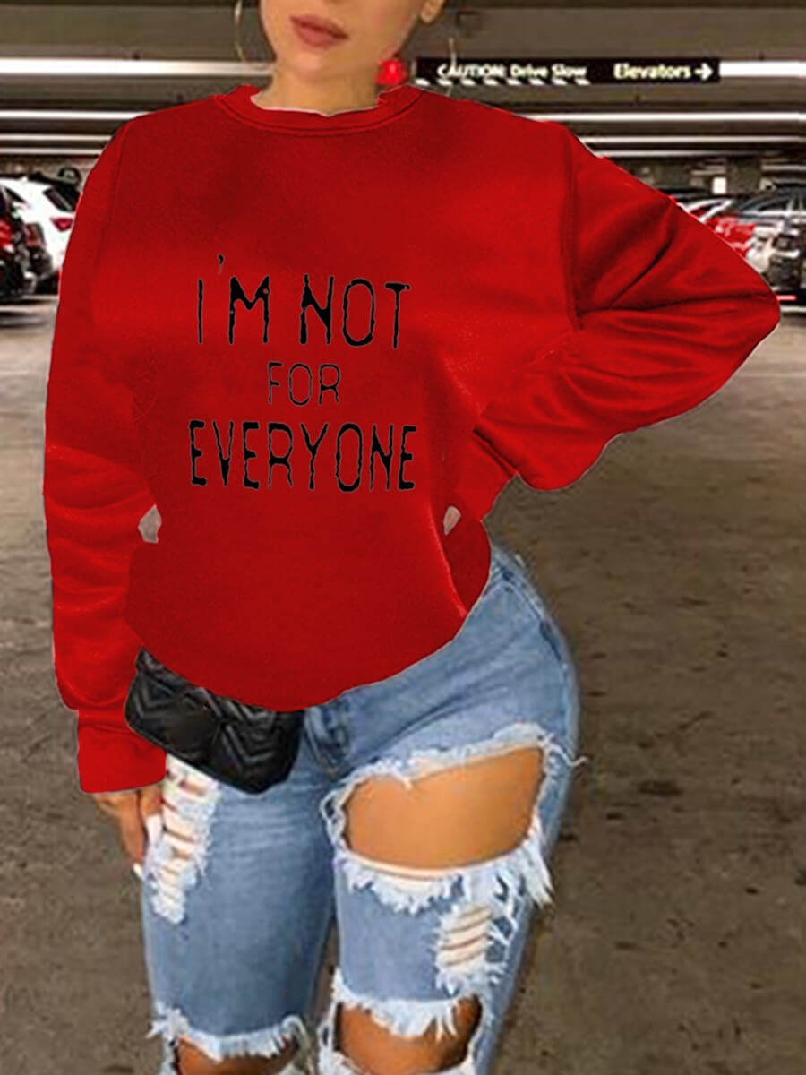 

LW Trendy Letter Print Loose Red Hoodie