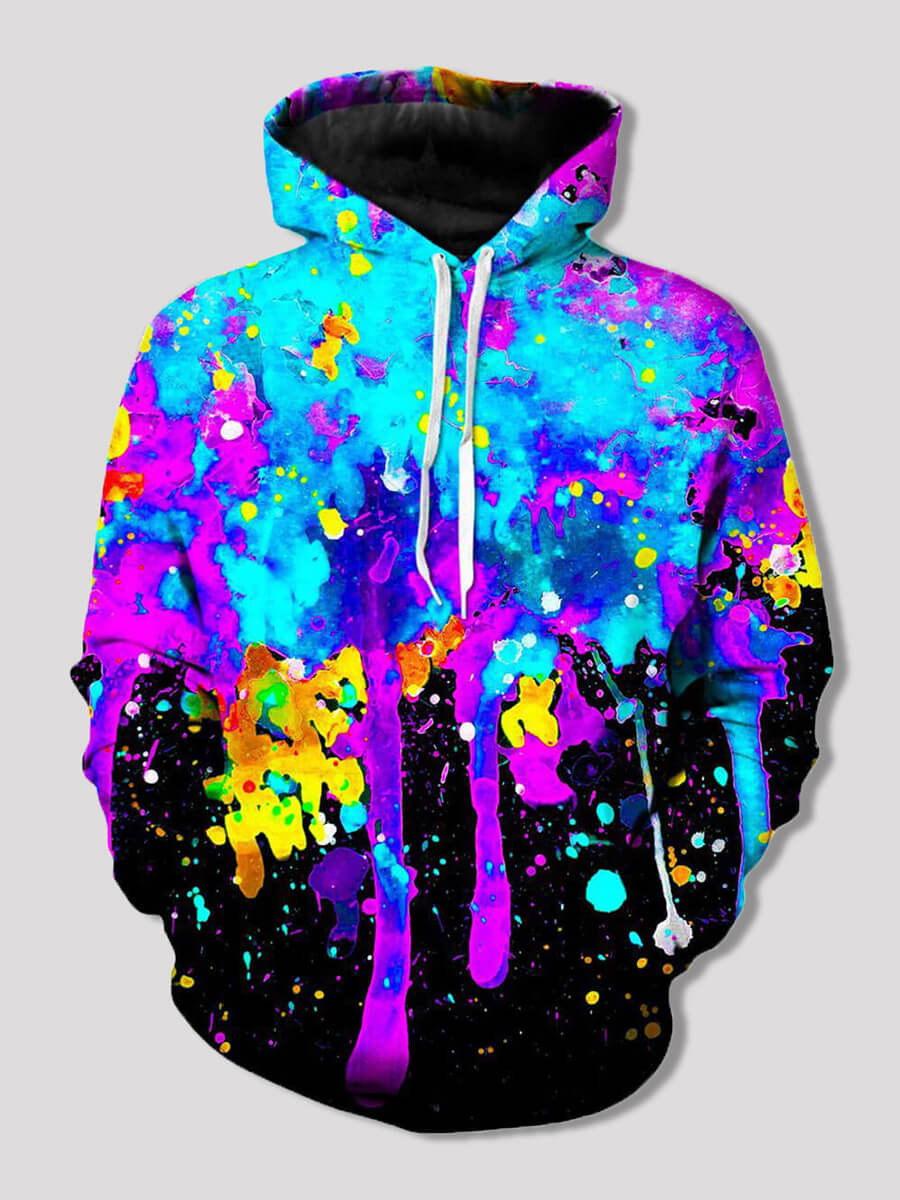 

Lovely Street Graffiti Print Patchwork Multicolor Boy Hoodie, Multi