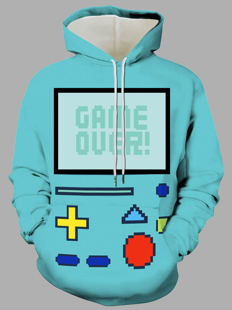 

Lovely Casual Hooded Collar Print Blue Men Hoodie