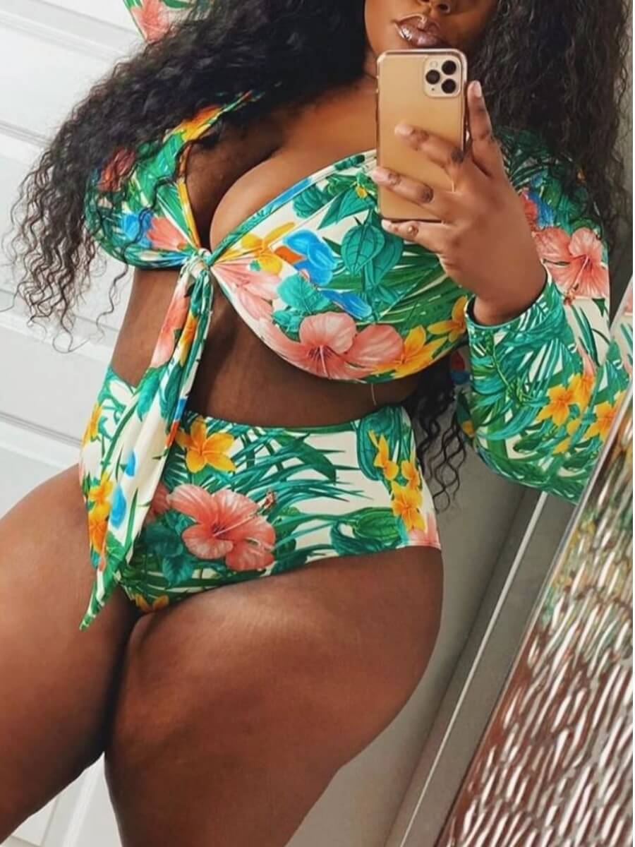 

LW Plus Size Bohemian Print Green Tankini