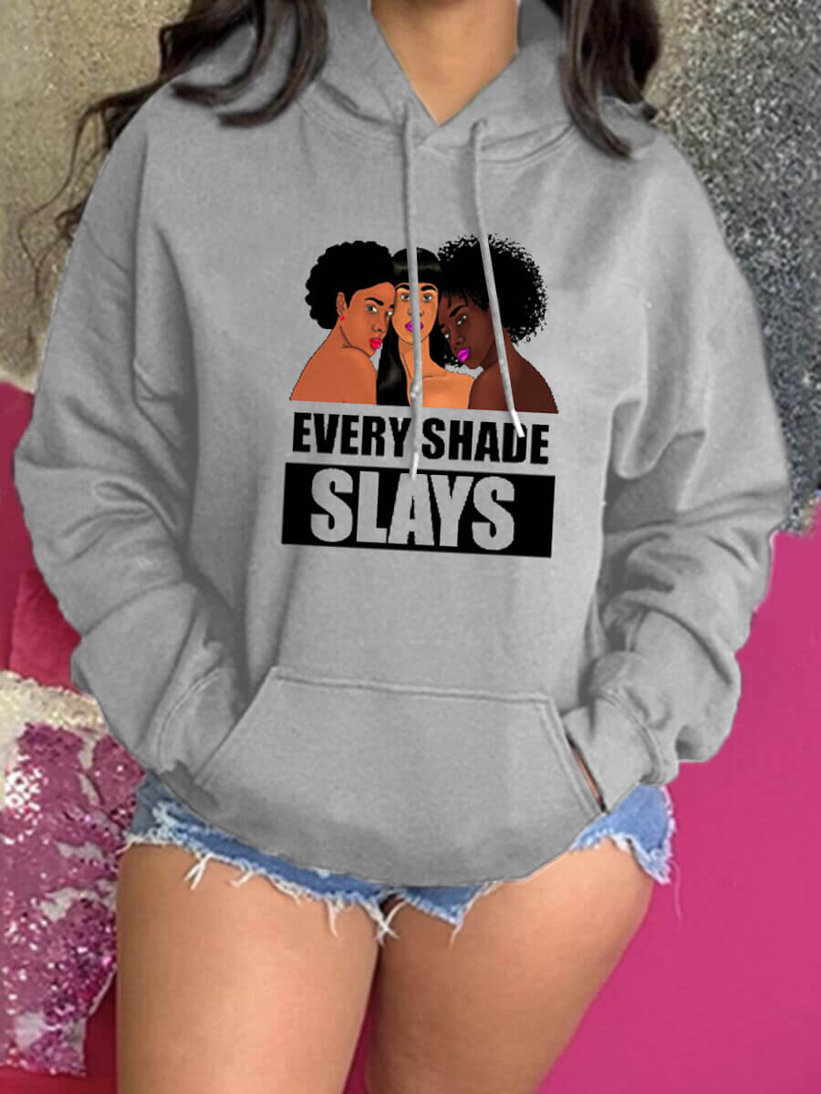 

Lovely Casual Hooded Collar Letter Print Grey Hoodie