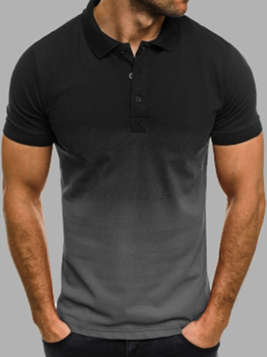 

Lovely Men Trendy Gradient Button Design Black Polo
