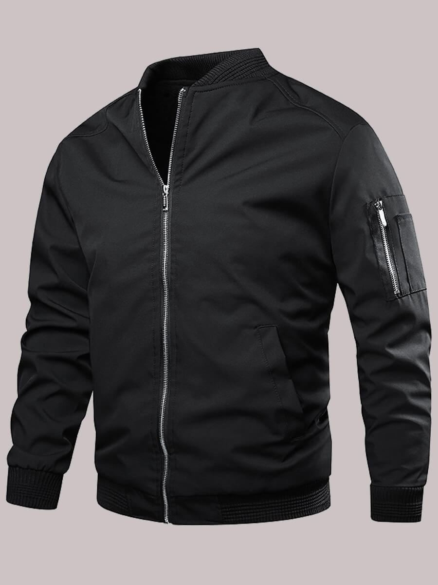 

Lovely Casual Stitching Zipper Design Black Men Jacket