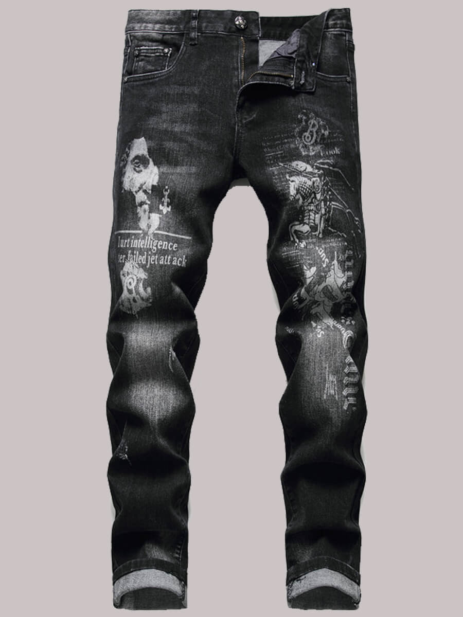 

Lovely Casual Mid Waist Broken Holes Black Men Jeans