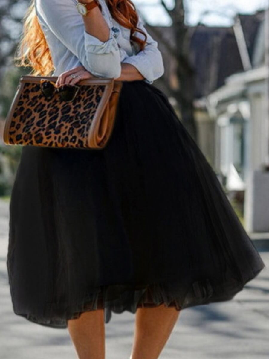 

Lovely Sweet Puffy 6-layer Black Plus Size A Line Skirt