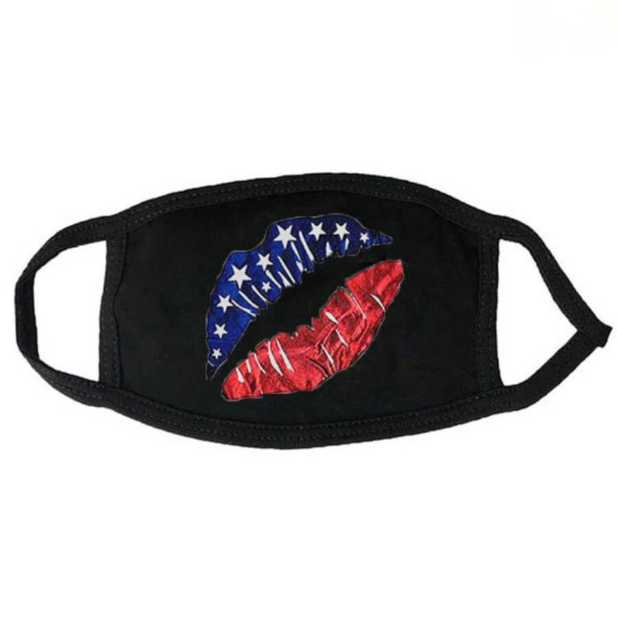 

Lovely Casual Lip Print Blue Face Mask