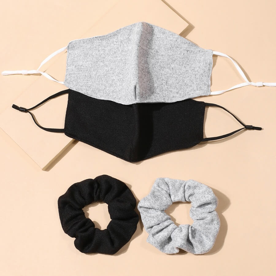 

Lovely Casual Knit Black Face Mask(With Head Band