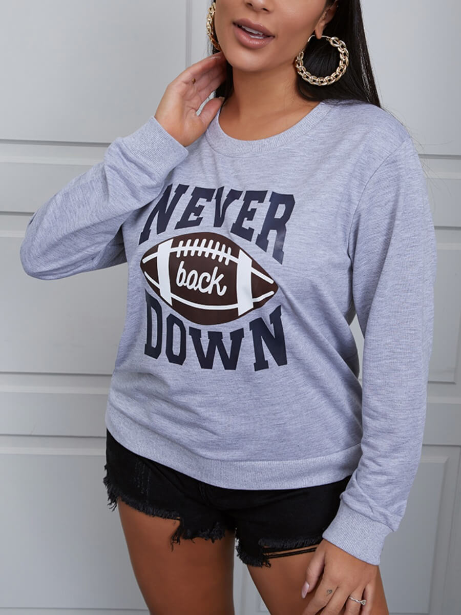 

Lovely Casual O Neck Letter Print Grey Hoodie