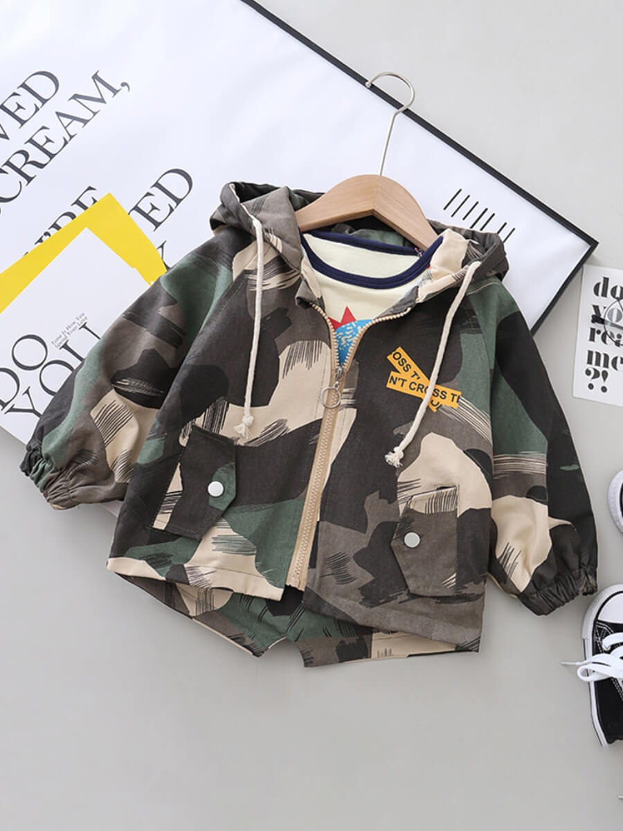 

Lovely Casual Hooded Collar Camo Print Army Green Boy Coat, Army green camouflag