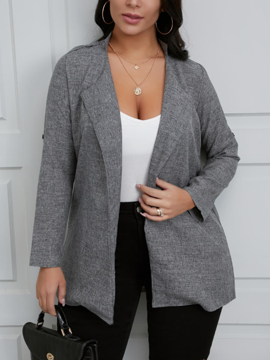 

Lovely Casual Turndown Collar Dark Grey Blazer