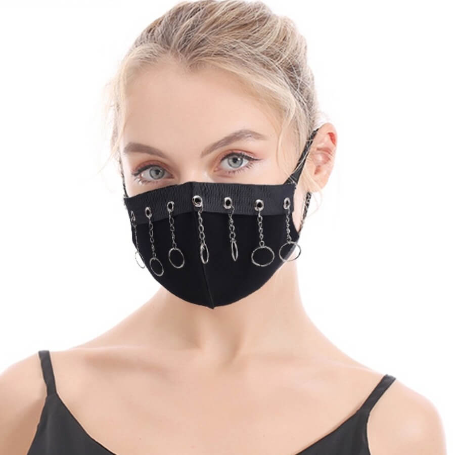 

Lovely Casual Metal Accessories Decoration Black Face Mask