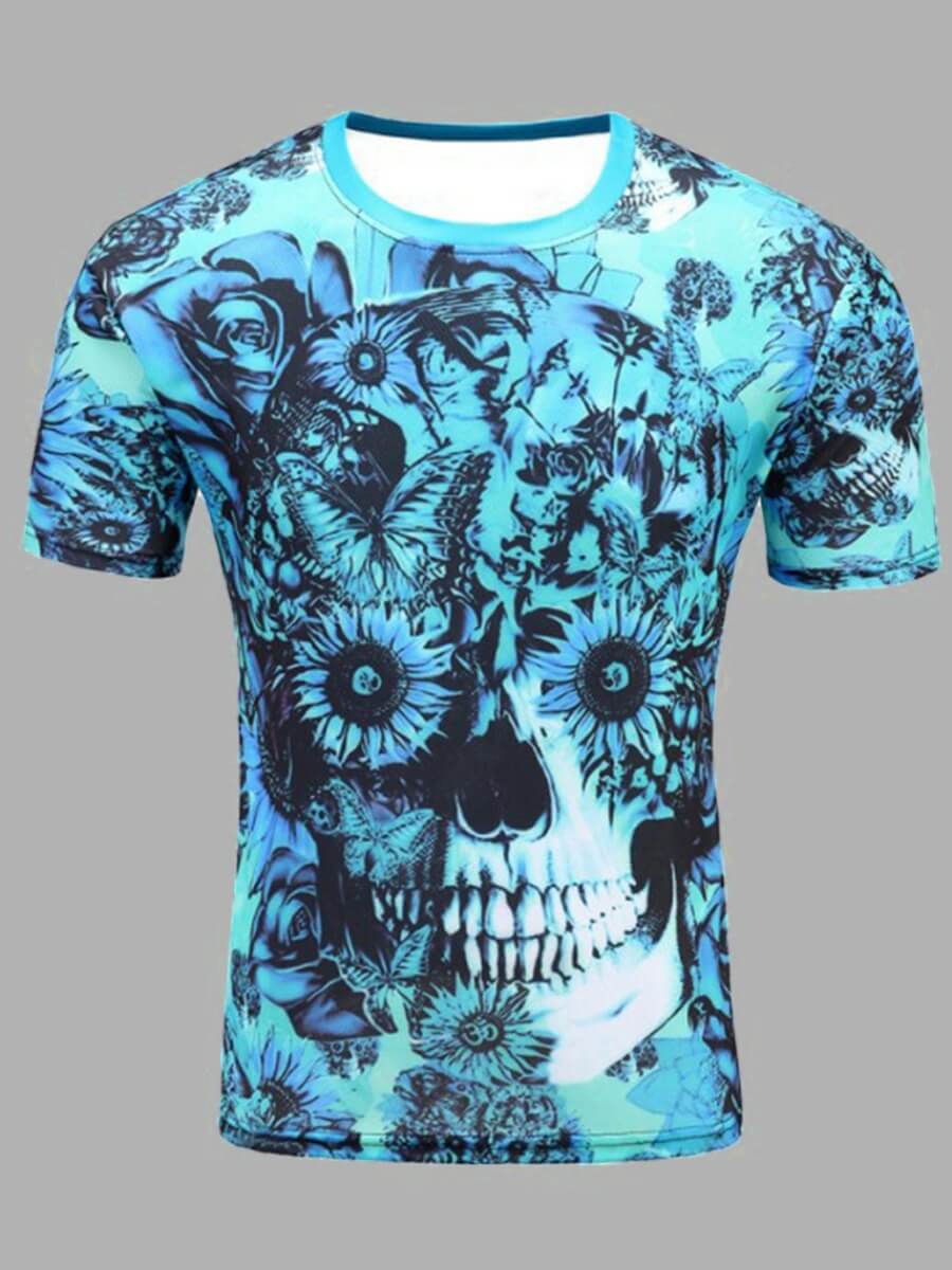 

Lovely Men Casual Hooded Collar Print Baby Blue Hoodie