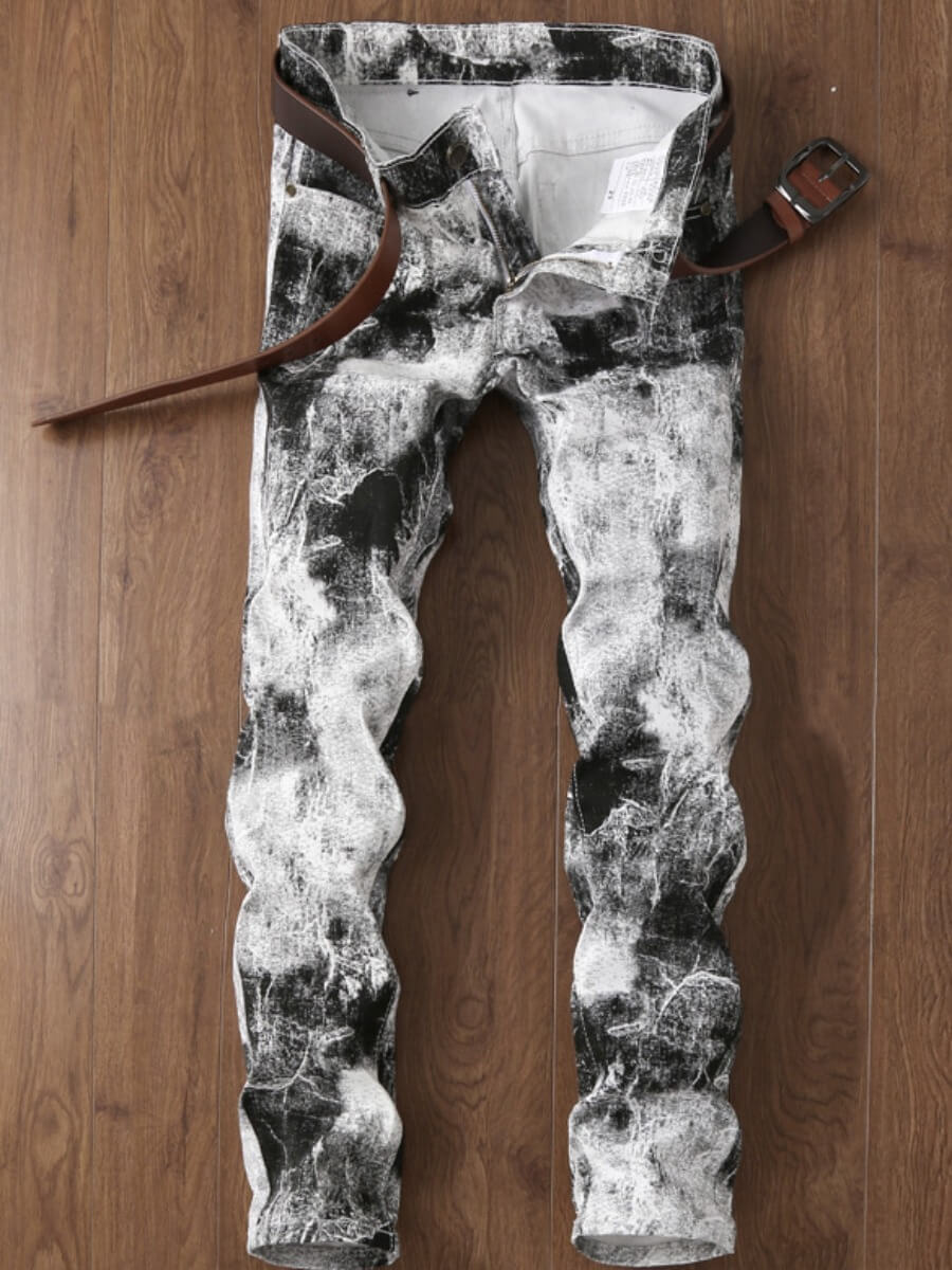 

Lovely Casual Mid Waist Gradient White Men Jeans