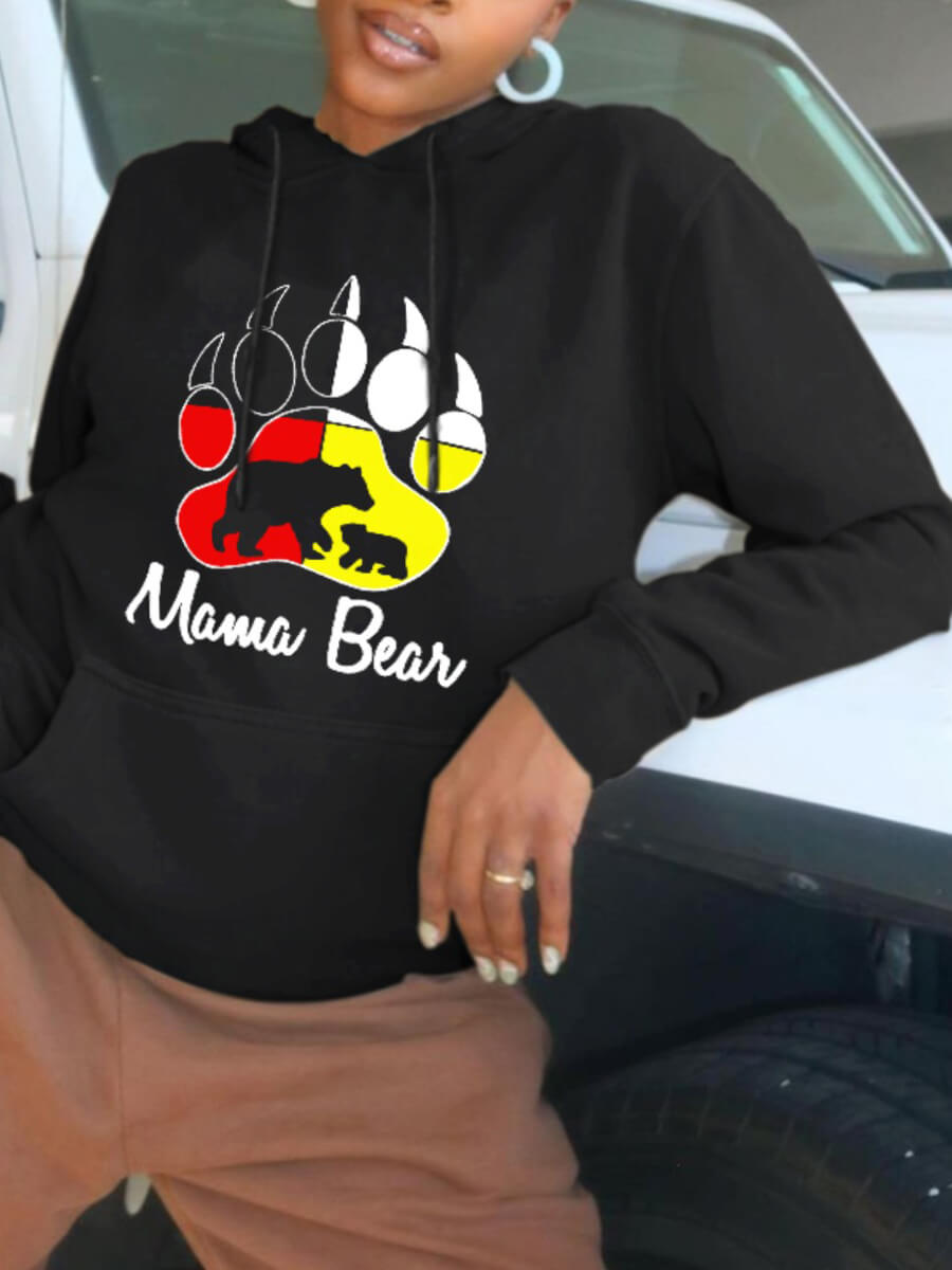 

Lovely Street Hooded Collar Letter Print Black Plus Size Hoodie