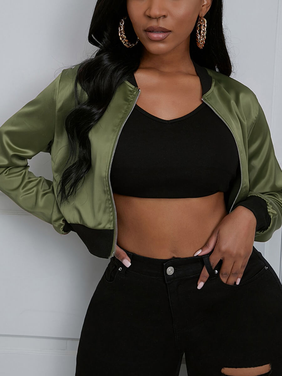

Lovely Casual Patchwork Long Sleeve Army Green Jacket