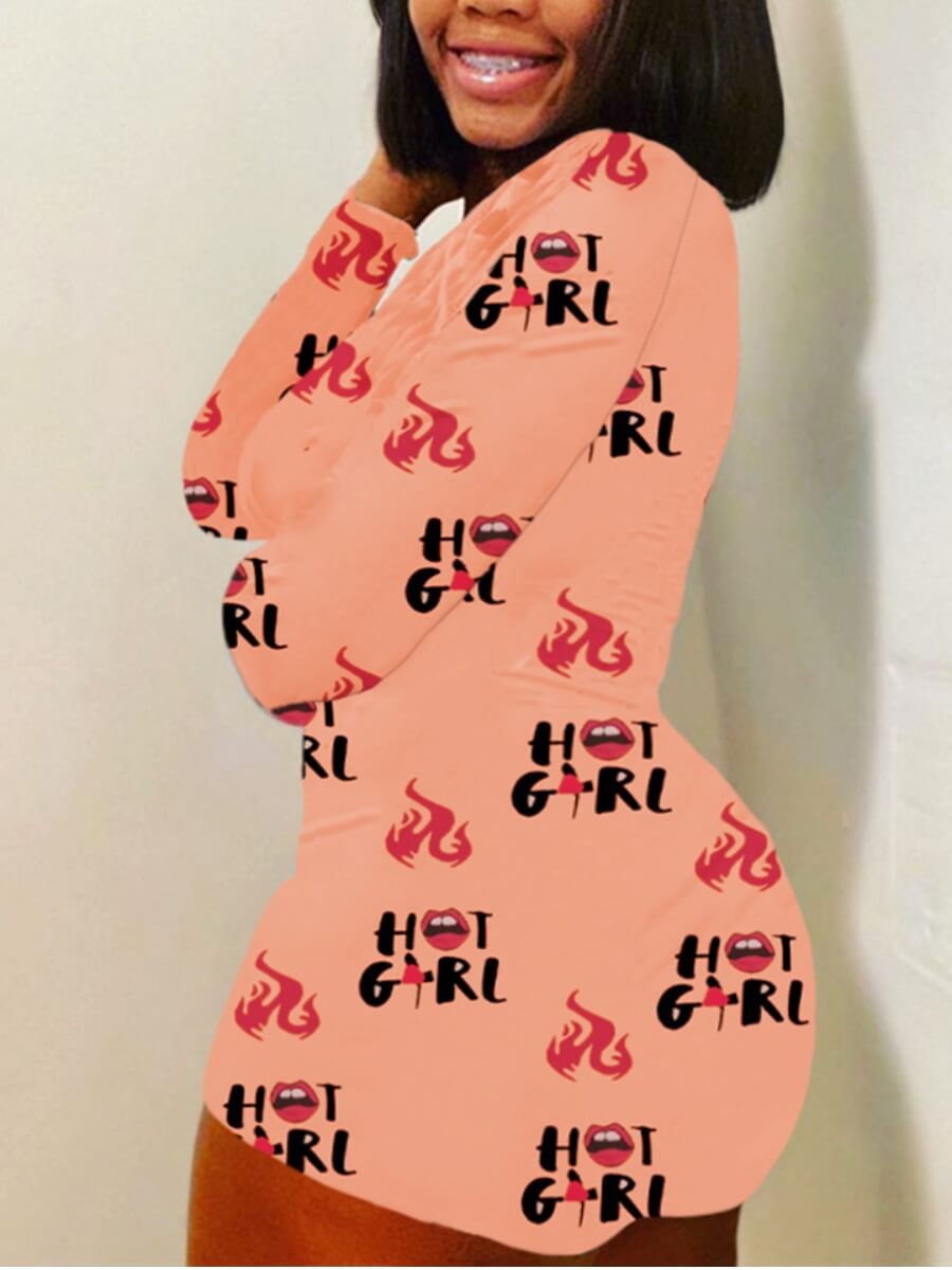 

Lovely Casual Letter Print Khaki Plus Size One-piece Romper