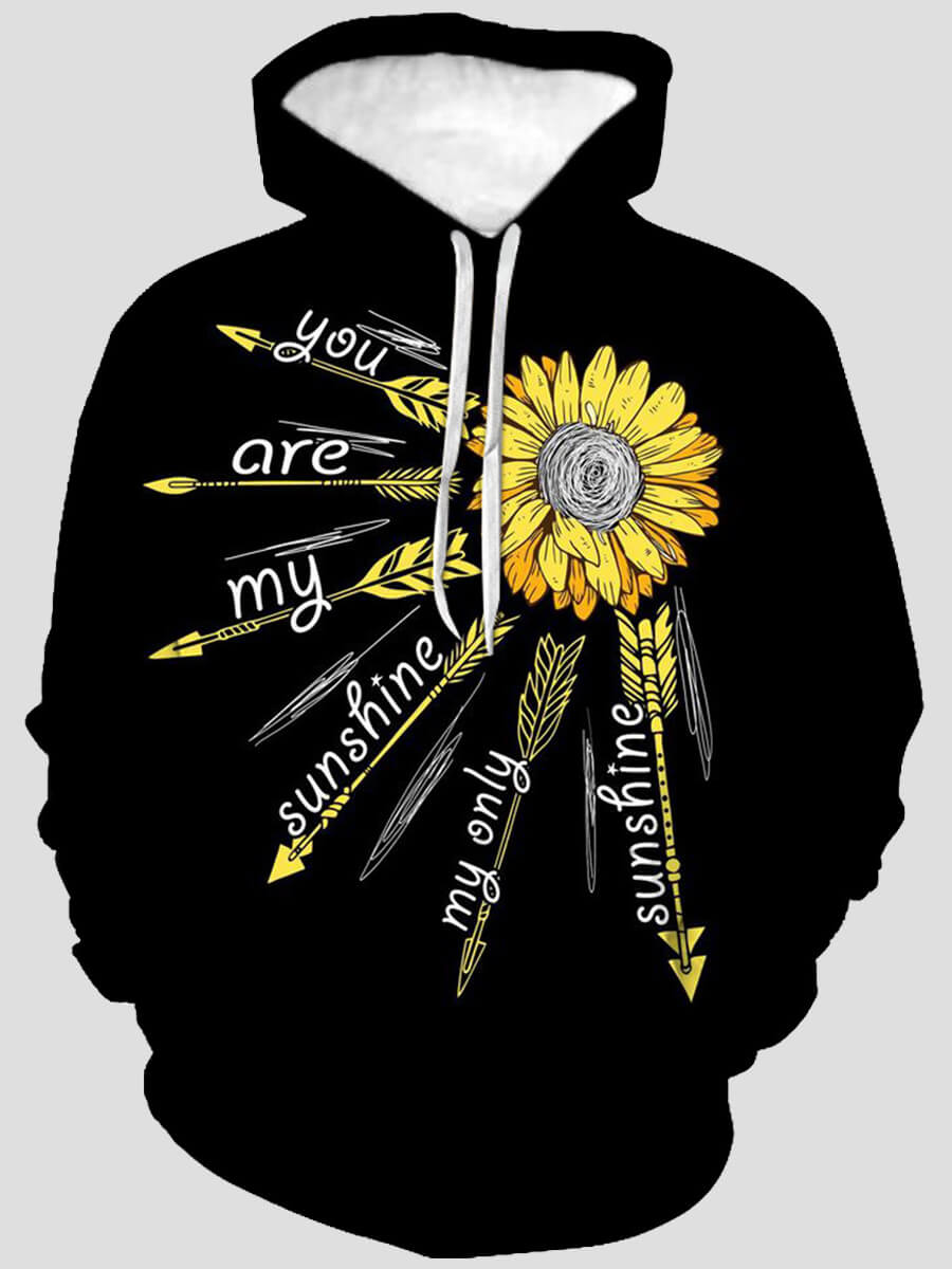 

Lovely Casual Hooded Collar Floral Letter Print Black Men Hoodie
