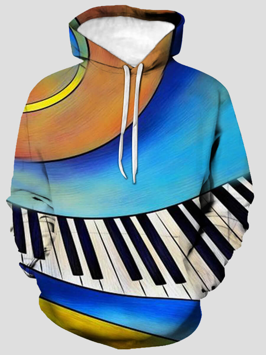 

Lovely Men Casual Hooded Collar Print Baby Blue Hoodie