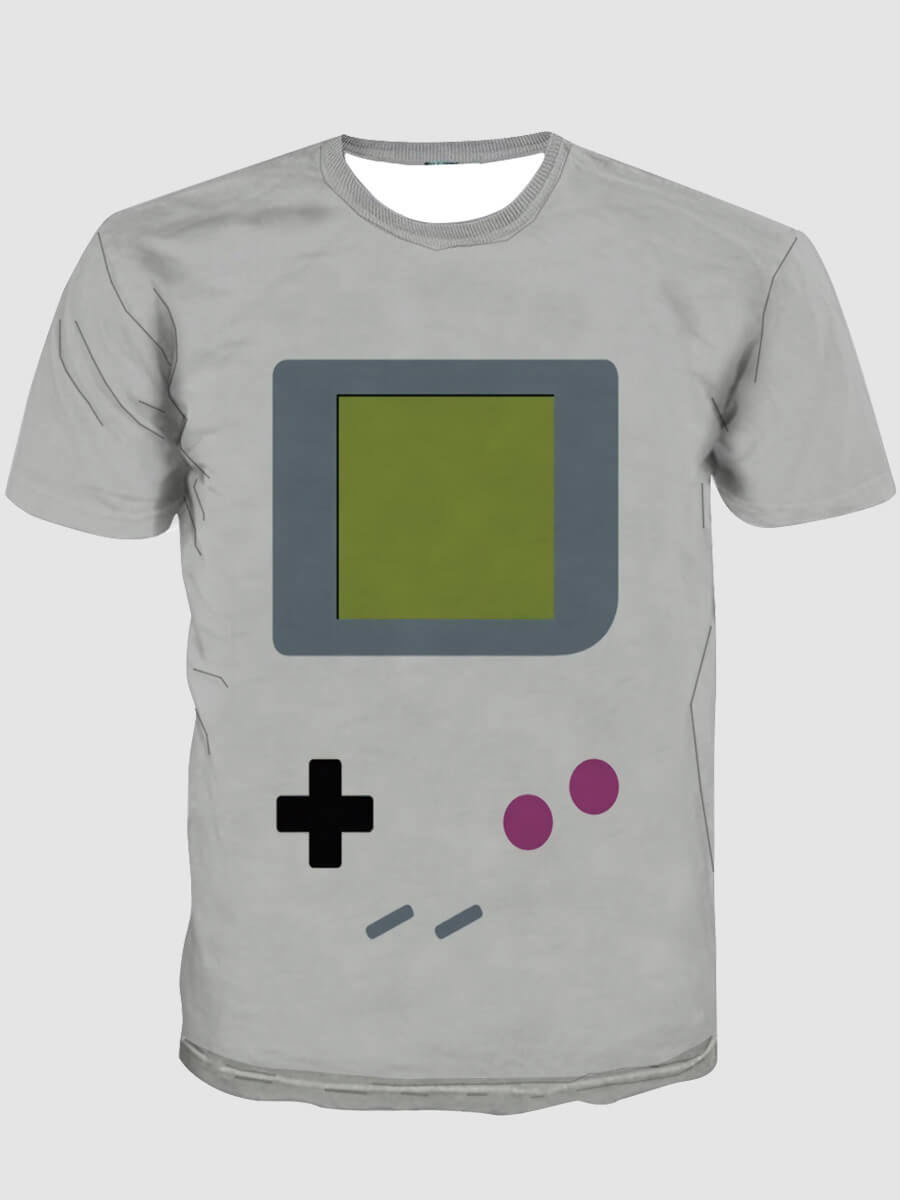 

Lovely Men Casual O Neck Geometric Print Grey T-shirt