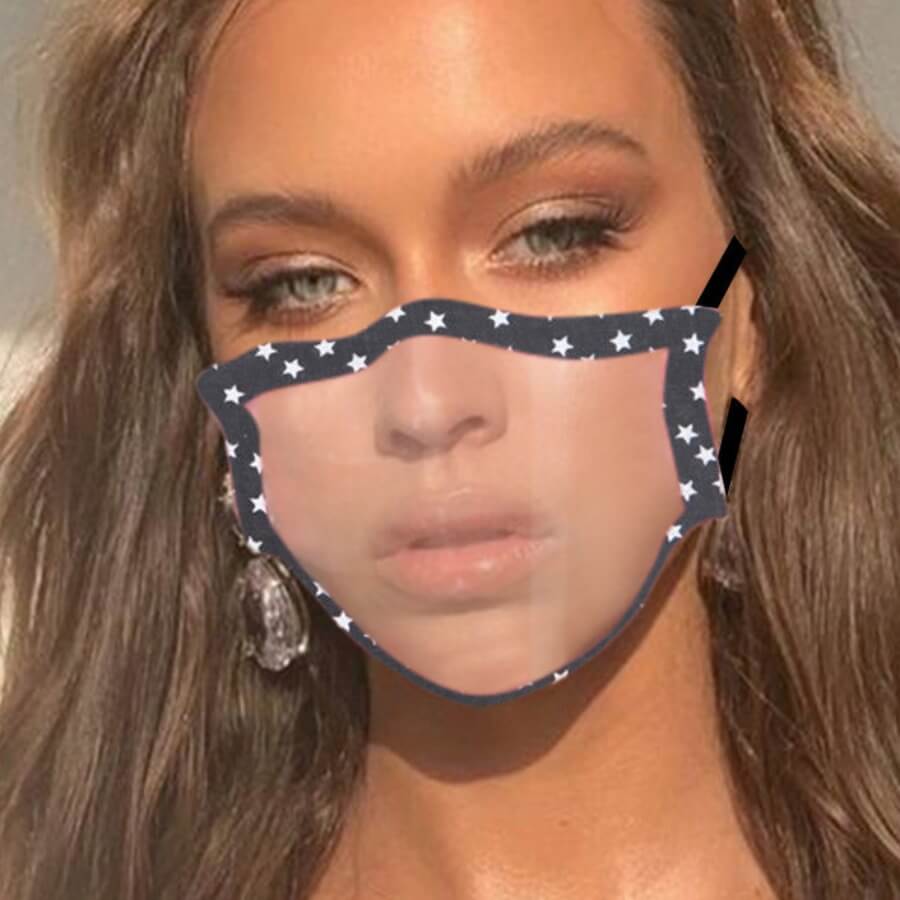 

Lovely Casual Star Print See-through Patchwork Black Face Mask