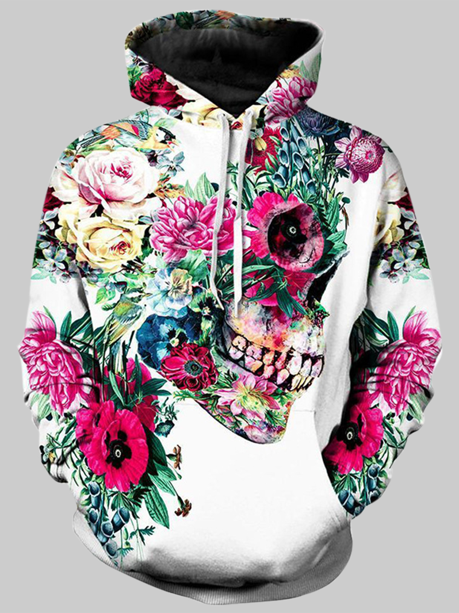 

Lovely Casual Hooded Collar Floral Print Multicolor Men Hoodie, Multi