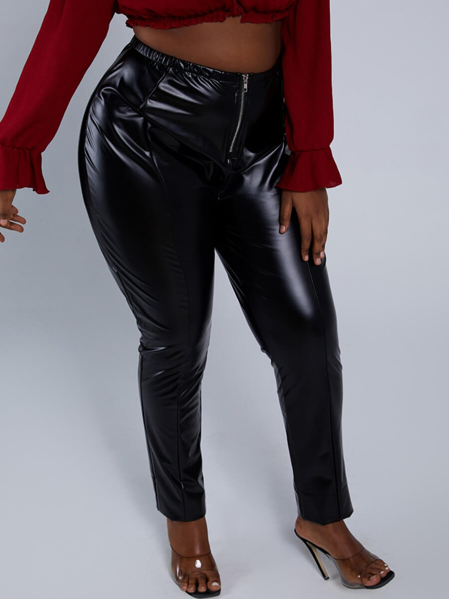 

Lovely Chic High-waisted Elastic Black Plus Size Pants