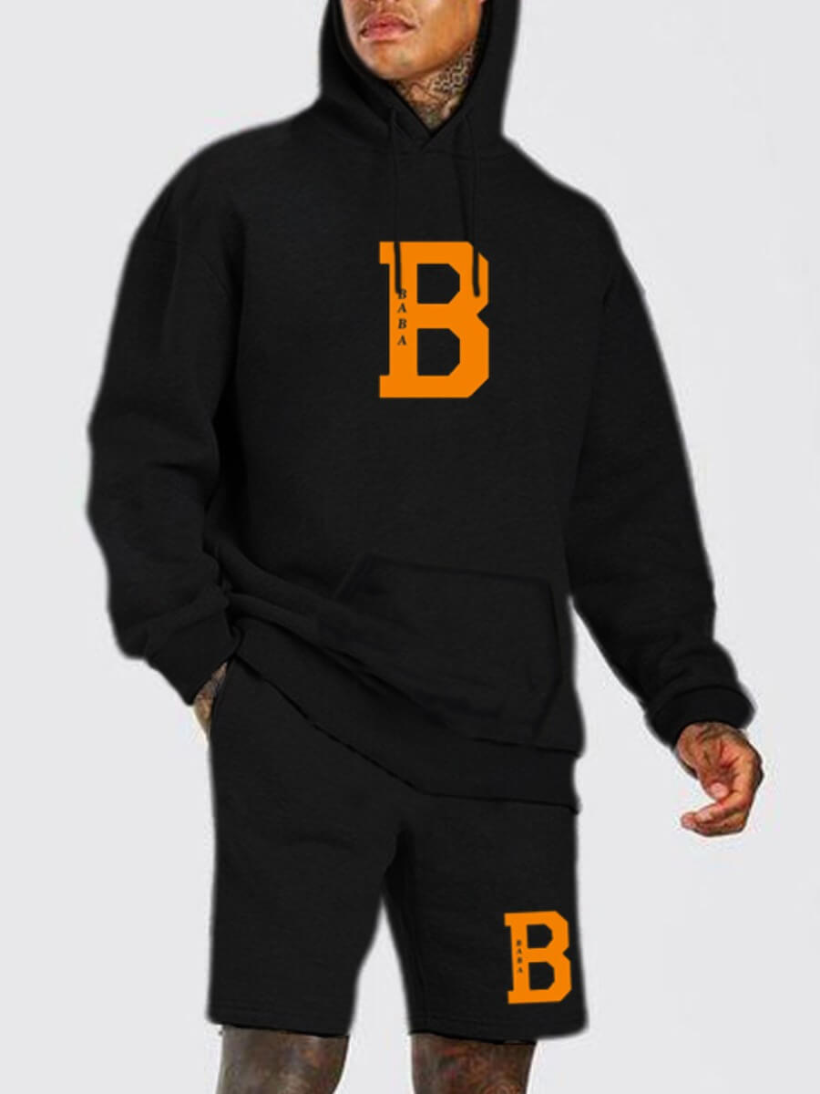 

Lovely Men Casual Hooded Collar Cartoon Print Black Hoodie