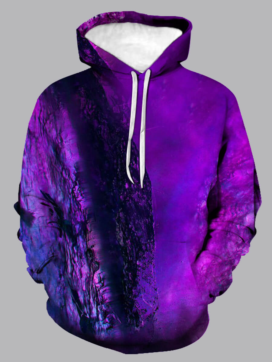 

Lovely Trendy Tie-dye Kangaroo Pocket Purple Men Hoodie