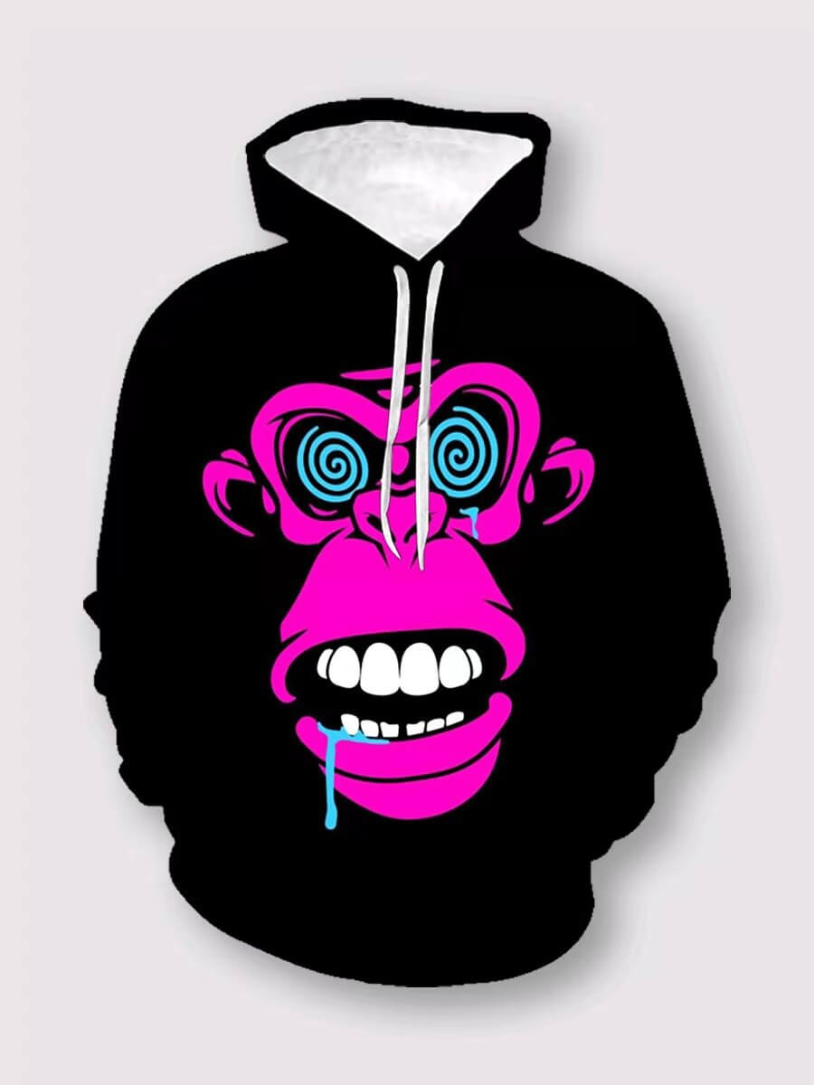 

Lovely Casual Hooded Collar Cartoon Print Black Boy Hoodie