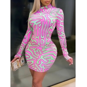Lovely Stylish Half A Turtleneck Print Rose Red Mi