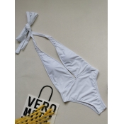 Lovely Casual Deep V Neck Bandage Design White Plu