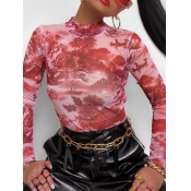 Lovely Casual Tie-dye Print Red Base Layers