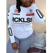 LW Street O Neck Letter Print White T-shirt