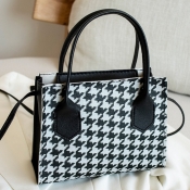 LW Casual Plaid Print Patchwork Black PU Crossbody