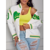 Lovely Street Striped Letter Print White Jacket