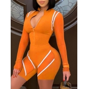 LW Sportswear Mandarin Collar Striped Stitching Zi
