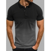 Lovely Men Trendy Gradient Button Design Black Pol