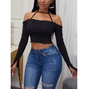 Lovely Sweet Off The Shoulder Lace-up Split Sleeve
