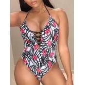 Lovely Sweet Lip Print Bandage Hollow-out Design R