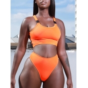 Lovely Sexy U Neck Hollow-out Croci Tankini