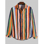 Lovely Men Trendy Striped Patchwork Multicolor Shi