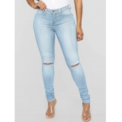 LW High-waisted Stretchy Zipper Broken Holes Baby 