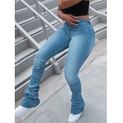 LW Casual Stretchy Fold Design Skinny Jeans