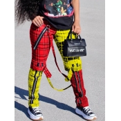 Lovely Street Mid Waist Plaid Print Patchwork Band