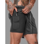 Lovely Men Sportswear Drawstring Double-layer Blac