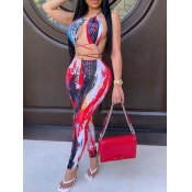 Lovely Sexy Backless Tie-dye Criss Cross Red One-p