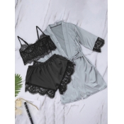 Lovely Casual Lace Patchwork Bow-tie Decoration Bl