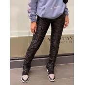 Lovely Street Mid Waist Fold Design Black Pants