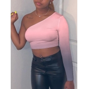 Lovely Sweet One Shoulder Gradient T-shirt